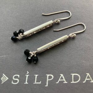 Silpada RARE HTF Sterling Filigree Scroll Onyx Cluster French Wire Earrings